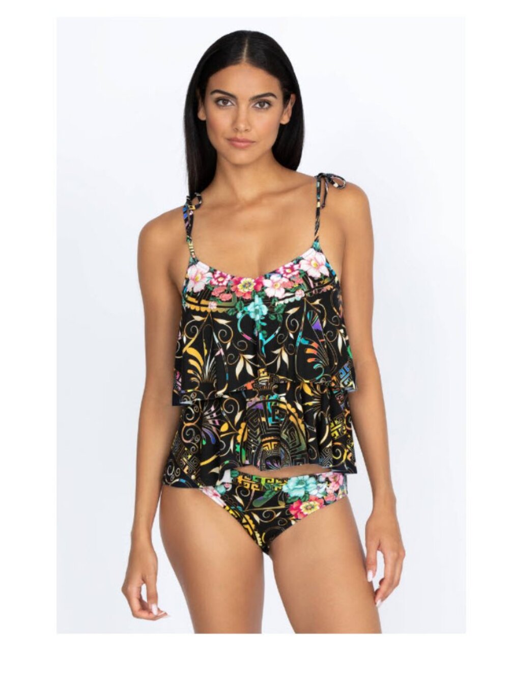 Johnny Was Floral Peace Tie Tankini Top Sz XS